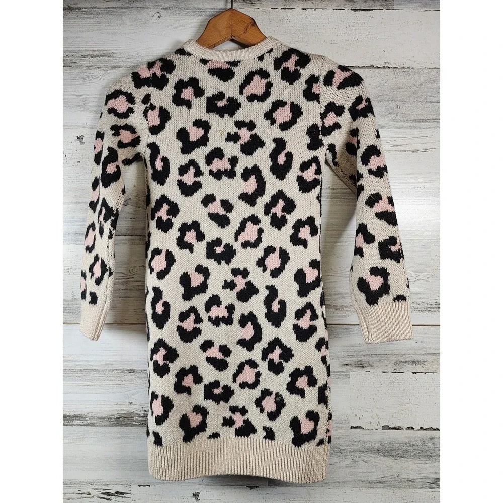 The Children's Place Sweater Dress Girls 7/8 Leopard Print Knit NWT - Picture 2 of 7